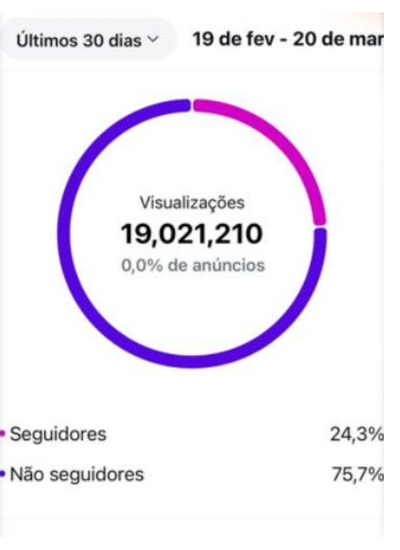 Print de analytics com visualizações em 30 dias